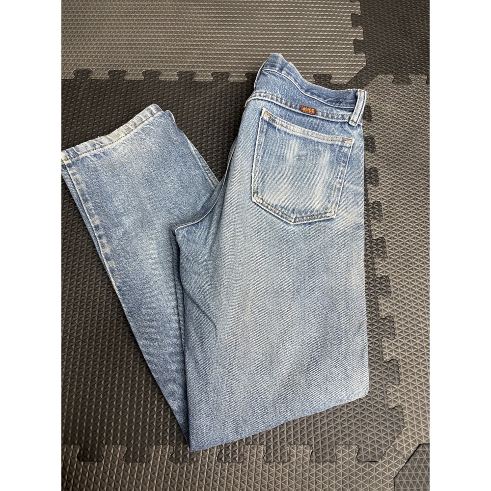 Rustler Women's Blue Denim Straight Leg Jeans Size 29x30 Distressed Cotton